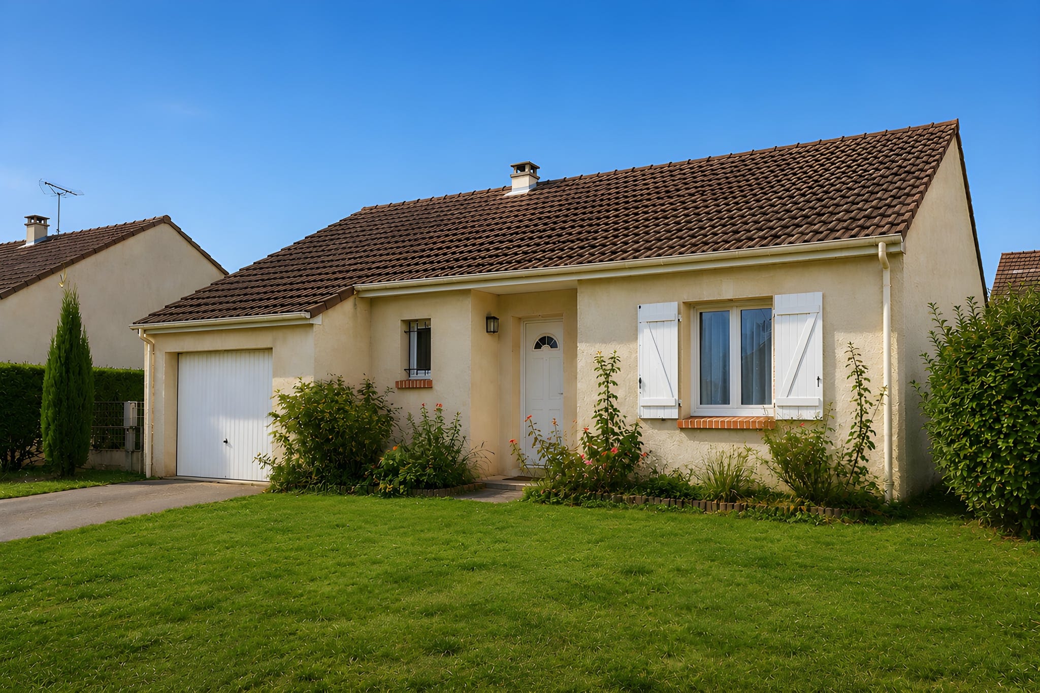 Facade & garden in Gironde, after AI real estate photo editing with Sublim.it
