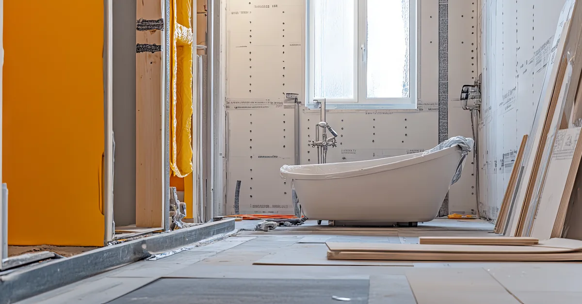 An unfinished bathroom renovation in progress, an example of what not to fix before selling